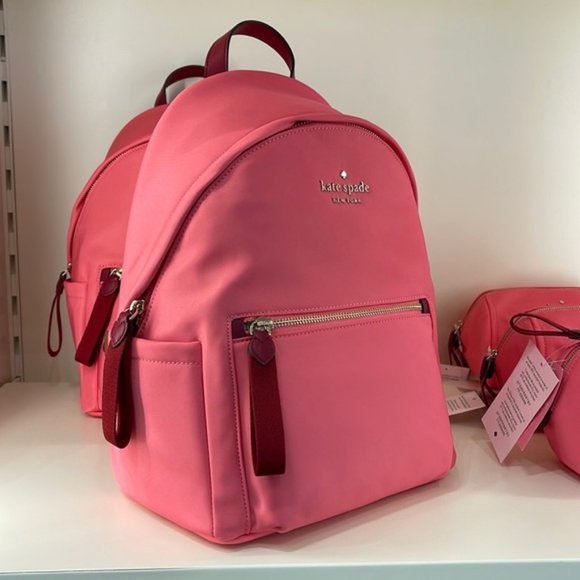 Kate Spade Chelsea Nylon Medium Backpack Deep Dahlia Pink - Picture 3 of 16